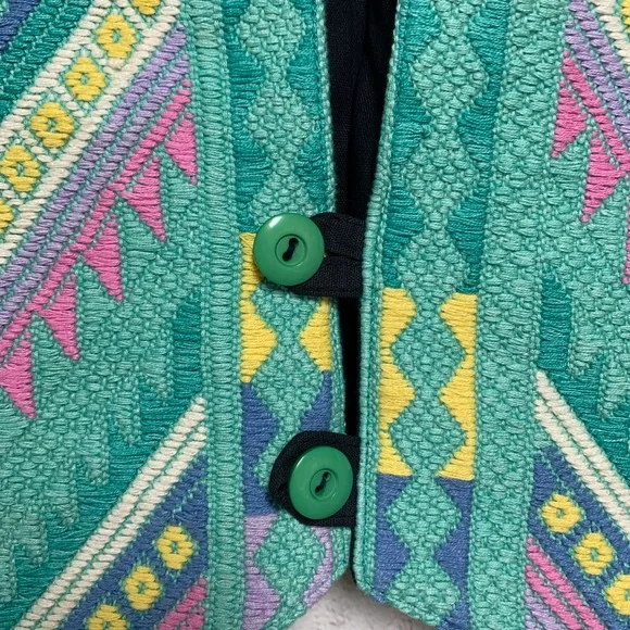 Vtg Tecomate Colorful Embroidered Geometric Pattern Vest Size M - Picture 3 of 4